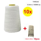 0.5mm x 1000M Poly Stitching Thread for portable Bag Sealer total 10,000 m + 10 needle