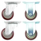 heavy duty plastic caster wheel solid hard plastic castor 3 inch 4pcs set 2 pcs of fixed and 2 pcs swivel non brake