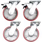 heavy duty metal caster wheel 6inch 150mm industrial castor 2 swivel with brake plus 2 swivel only