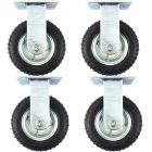6 inch pneumatic caster wheel inflatable industrial castor fixed non swivel 80kg each 4pcs pack