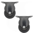 2pcs 3inch low profile caster wheel industrial castor solid wide wheel fixed non-swivel for furniture trolley bench 250kg ea