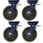 4pcs 8 inch super heavy duty caster wheel industrial castor all metal heat resistant swivel with brake/lock for flat ground and high temperature use 1500kg ea capacity 255mm high