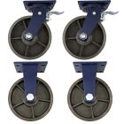 4pcs set 8 inch super heavy duty caster wheel industrial castor all metal heat resistant 2 swivel&lock + 2 fixed for flat ground and high temperature use 1500kg ea capacity 255mm high