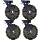 4pcs 12 inch super heavy duty caster wheel industrial castor all metal heat resistant swivel with brake/lock for flat ground and high temperature use 3000kg ea capacity 370mm high