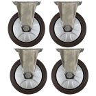4pcs 5 inch small stainless steel caster hard nylon wheel light duty non-swivel / fixed industrial castor 140kg ea height 156mm for trolley furniture equipment