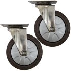 2pcs 5inch small stainless steel caster hard nylon wheel light duty swivel without brake/lock industrial castor 140kg ea height 156mm for trolley furniture equipment