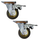 2pcs 4inch rubber caster wheel industrial castor solid ribbed tread tyre swivel with brake/lock for flat or rough terrain 280kg ea