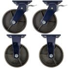 4pcs set 8inch heavy duty caster wheel industrial castor all metal heat resistant 2 swivel&lock & 2 fixed for flat ground and high temperature 1 ton ea overall height 255mm