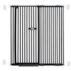 extra tall 150cm baby pet security gate metal safety guard tension pressure mounted for children dog kitten adjustable width range 125-135cm largest gap between bars 42mm model b41 black