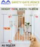 Height 78CM Adjustable 76-85CM Baby Pet Child Safety Security Gate Stair Barrier Door Auto Swing White
