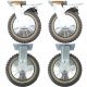 4pcs set 8inch plastic caster wheel industrial castor solid ribbed tread tyre with cover 2 swivel with brake/lock + 2 fixed non-swivel for flat or rough terrain