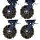 4pcs 8 inch super heavy duty caster wheel industrial castor all metal heat resistant swivel with brake/lock for flat ground and high temperature use 1500kg ea capacity 255mm high