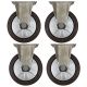 4pcs 5 inch small stainless steel caster hard nylon wheel light duty non-swivel / fixed industrial castor 140kg ea height 156mm for trolley furniture equipment