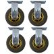 4pcs 6 inch rubber caster wheel industrial castor solid ribbed tread tyre non swivel /fixed for flat or rough terrain 350kg ea