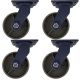 4pcs 6inch heavy duty caster wheel industrial castor all metal heat resistant swivel without brake/lock for flat ground and high temperature 700kg ea overall height 200mm