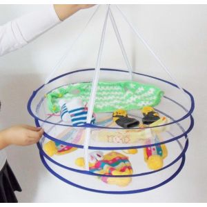 Foldable Popup Mesh Net Basket Double Layer Hanging Dry Rack for Clothes Laundry Underwear socks