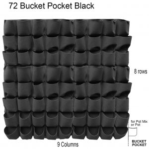 72-Pocket Bucket Hanging Vertical Wall Garden Planter Mount Felt Pouch Grow Bag Pot Holder for Flower Black