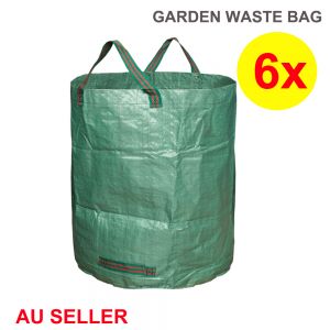 6x 270L Large Garden Waste Bag Leaf Rubbish Plant Grass Sack Reusable Carry Pack