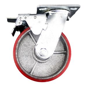 heavy duty metal caster wheel 6inch 150mm industrial castor swivel with lock/brake side view