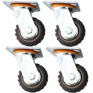 4inch plastic caster wheel industrial castor solid ribbed tread tyre with cover swivel without brake/lock rough terrain 4pcs