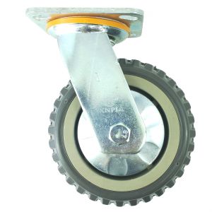 riin single 5inch plastic caster wheel industrial castor solid ribbed tread tyre with cover swivel without brake/lock for flat or rough terrain
