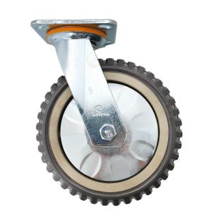 8inch plastic caster wheel industrial castor solid ribbed tread tyre with cover swivel without brake/lock for flat or rough terrain