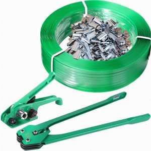 1.2km heavy duty pep/pp strap + 1k clips + tool set 4 in 1 for carton box bundle binding strapping machine packing equipment wrapping device