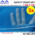 3x Mesh Barrier Cross-Weave Hail Net / Bird Net / Debris Safety Fence Net 1.8x6m