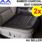 2pcs Car Seat Cover Cushion Bamboo Charcoal Breathable Pad Chair Mat PU Leather Black