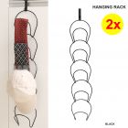 2x Over Door Cap Rack Hat Organiser Hanging Hook Ties Clothes Scarf 5 Ring Black