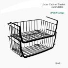 2x Closet /Kitchen Hanging Basket Under Cabinet Storage Box Organizer Shelf Rack Black