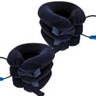 2x inflatable neck support stretcher pain relief shoulder cervical collar traction dark blue