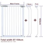 Height 103CM Adjustable 97-104CM Baby Pet Child Safety Security Gate Stair Barrier Door Auto Swing White