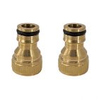 2x water hose adapter from bsp 15mm or 1/2 thread female to 12mm snap-on male