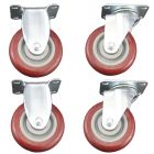 heavy duty plastic caster wheel solid hard plastic castor 4 inch 2 fixed and 2 swivel without brake