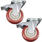 heavy duty plastic caster wheel solid hard plastic castor 4 inch swivel with brake 2pcs bundle