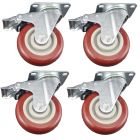 heavy duty plastic caster wheel solid hard plastic castor 4 inch swivel with brake 4pcs bundle