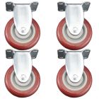 4pcs 4inch 100mm solid hard plastic caster wheel heavy duty industrial castor fixed non swivel 130kg ea for trolley furniture equipment