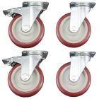 heavy duty plastic caster wheel solid hard plastic castor 5 inch 2 swivel with brake, and 2 swivel without brake
