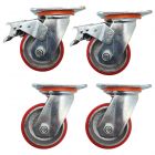 4pcs set heavy duty 4inch 100mm metal caster wheel castor 2 swivel-only+2 swivel with brake