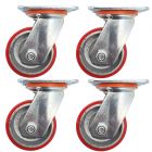 heavy duty industrial metal caster wheel 4inch 100mm castor swivel without brake 4pcs