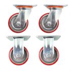 4pcs set heavy duty 4inch 100mm metal caster wheel castor dimension 2 swivel without brake and 2 fixed