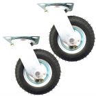 6 inch pneumatic caster wheel inflatable industrial castor swivel non brake/lock 2pcs pack