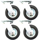 6 inch pneumatic caster wheel inflatable industrial castor swivel non brake/lock 4pcs pack