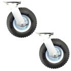 8 inch pneumatic caster wheel inflatable industrial castor swivel without lock 2pcs bundle