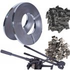 4in1 kit - 2 roll/650m heavy duty metal strap +500 clip +2k corner guard +tools for cargo strapping logistics warehouse packaging pallet timber logs bricks size 19mm x 0.5mm max tension 500kg