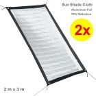 2x Shade Cloth 70% Reflective Aluminum foil Cooling Sunscreen Cover for Plant Greenhouse Tunnel 2M x 3M