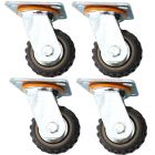 4inch plastic caster wheel industrial castor solid ribbed tread tyre with cover swivel without brake/lock rough terrain 4pcs