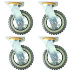 4pcs 5inch plastic caster wheel industrial castor solid ribbed tread tyre with cover swivel without brake/lock for flat or rough terrain 300kg ea
