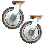 2pcs 8inch plastic caster wheel industrial castor solid ribbed tread tyre with cover swivel without brake/lock for flat or rough terrain bundle